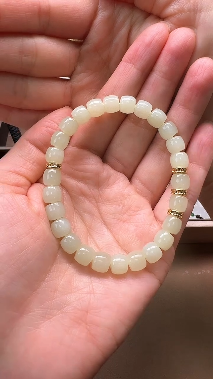 【闪购商品】和田玉手串未镶嵌1388黄口直切手串7*8