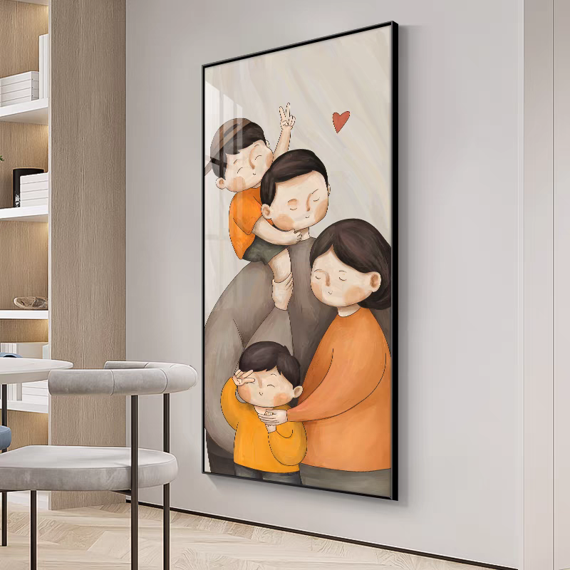 定制简约一家四口入户玄关装饰画温馨风格客厅墙壁挂画