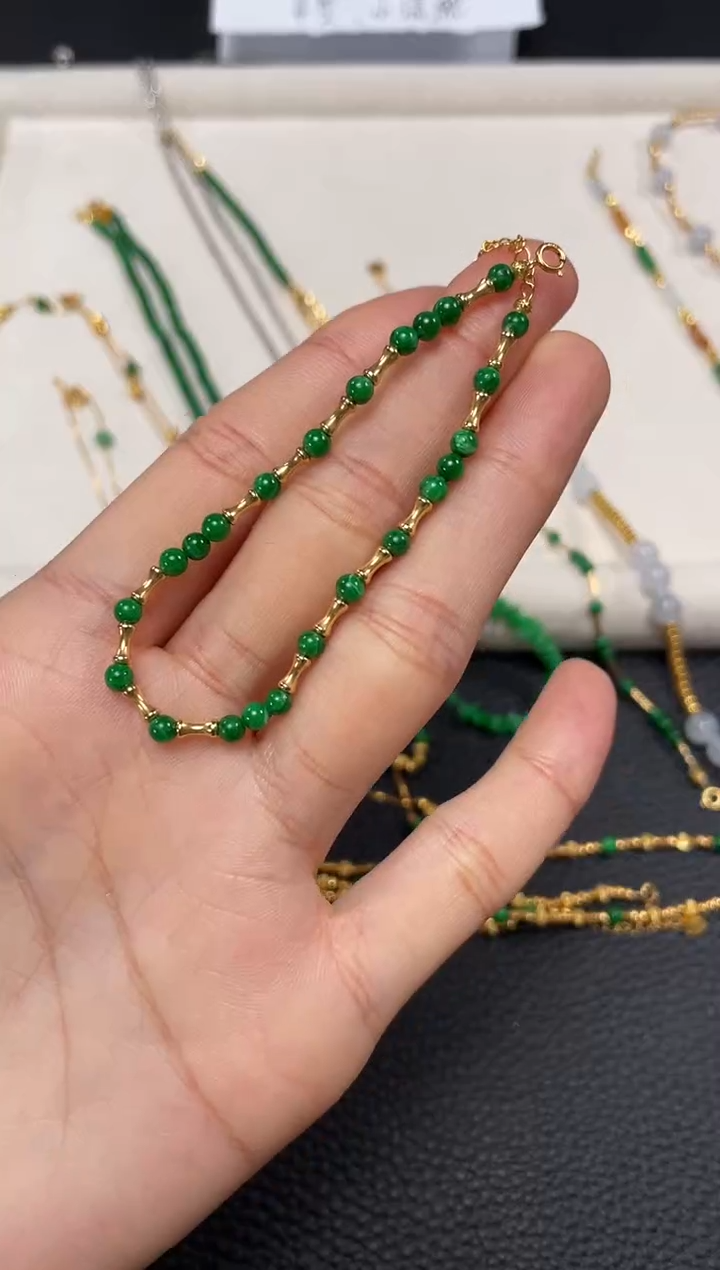 【闪购商品】翡翠套链18K金镶嵌多样性发货一个  JK272