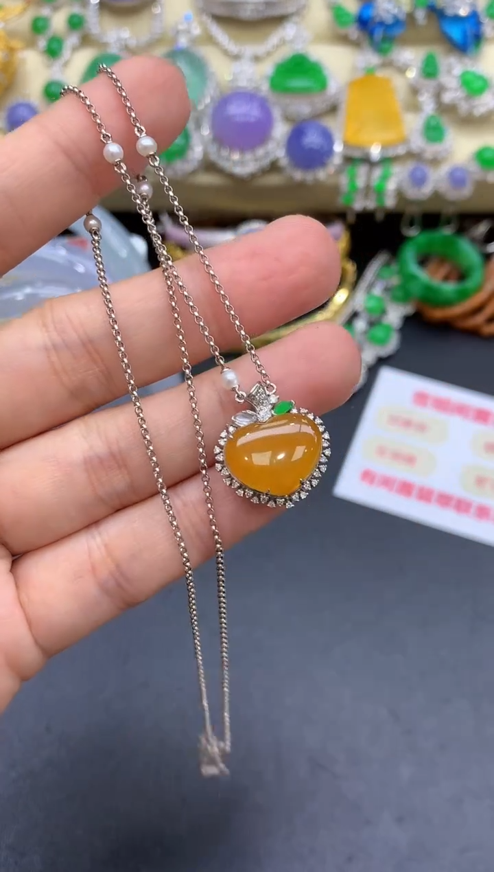 颈饰18K金镶嵌翡翠476-中国好珍宝