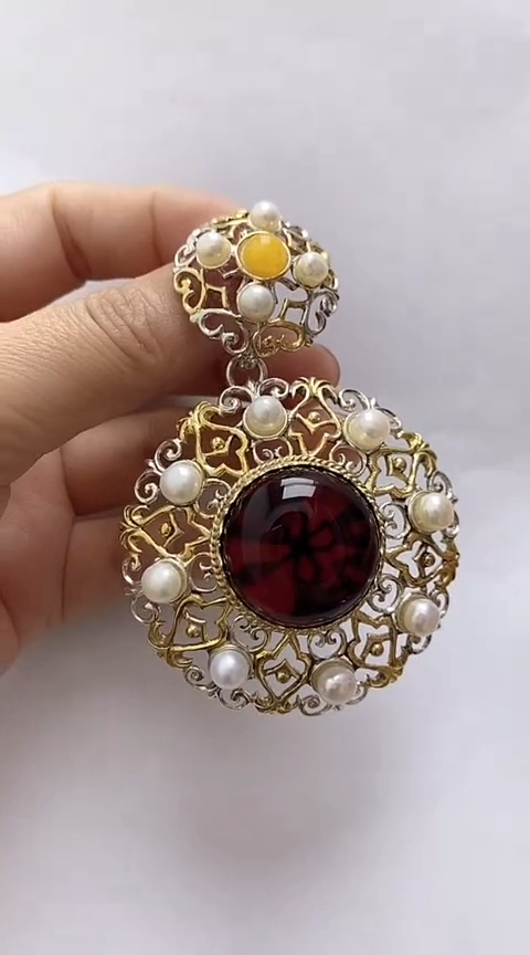 【闪购商品】琥珀裸石银S925镶嵌琥珀吊坠 