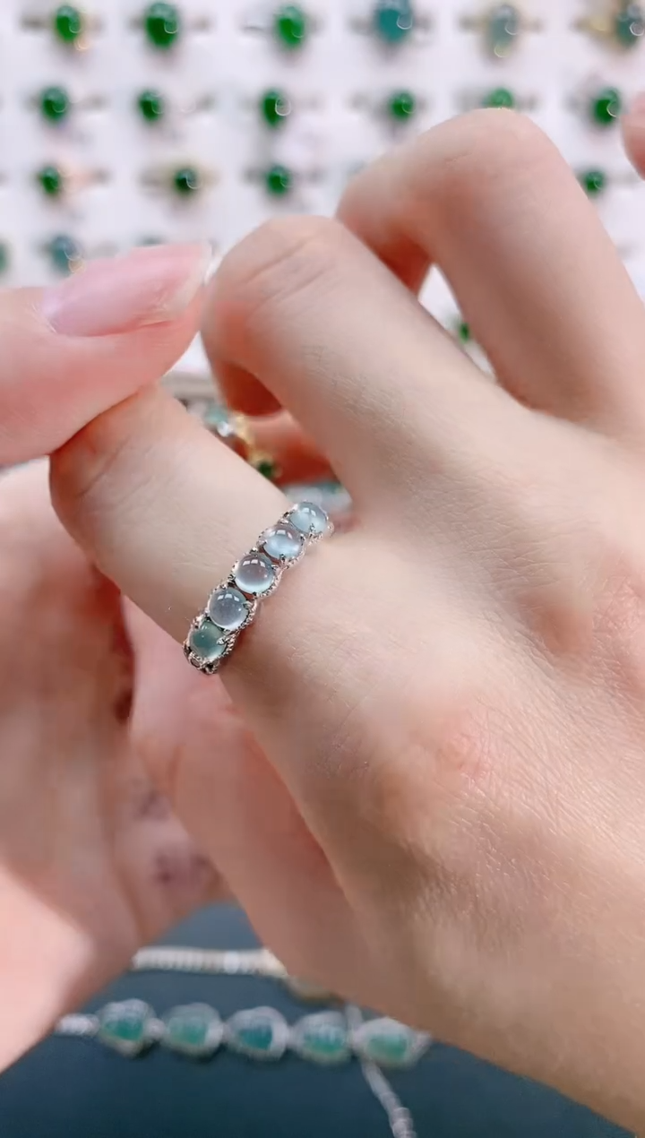 【闪购商品】翡翠戒指银S925镶嵌天然翡翠