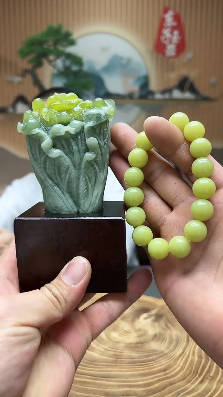 【闪购商品】蛇纹石玉手串未镶嵌天然玉石手串