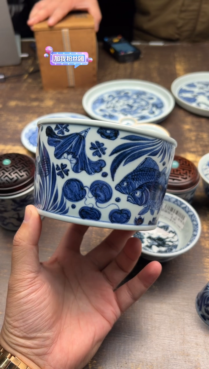 【闪购商品】/溪澜仰元鱼藻纹直口水洗