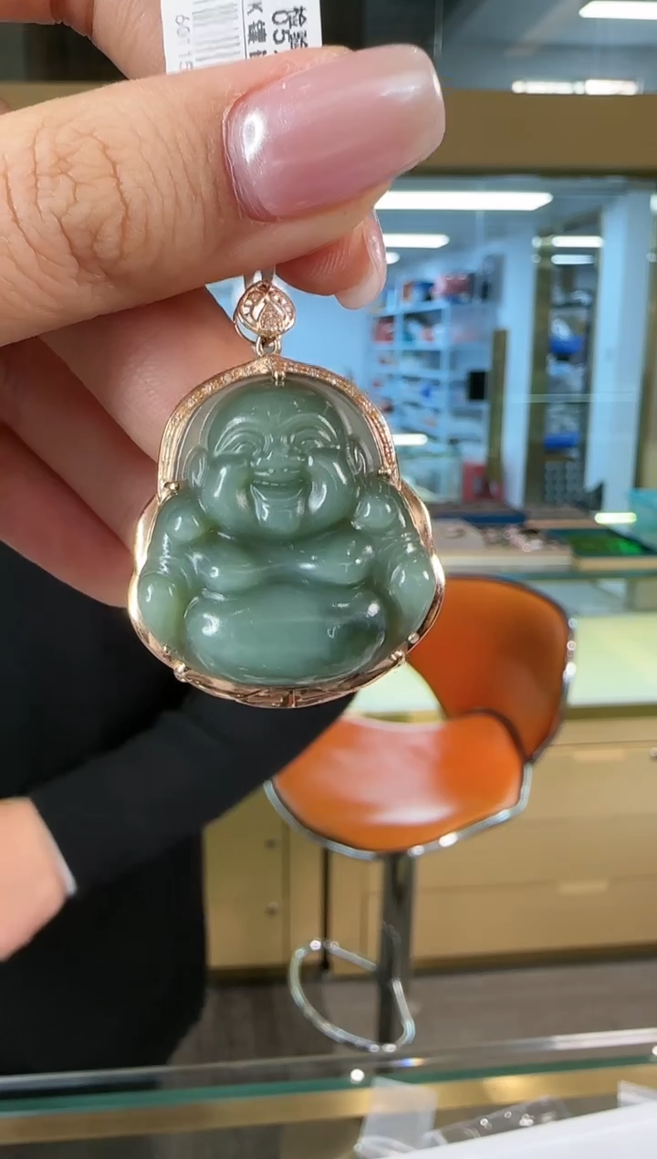 【闪购商品】和田玉吊坠18K金镶嵌0116-096