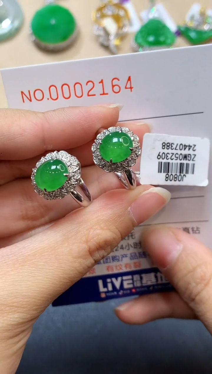 【闪购商品】翡翠戒指18K金镶嵌2164  多样性发其一