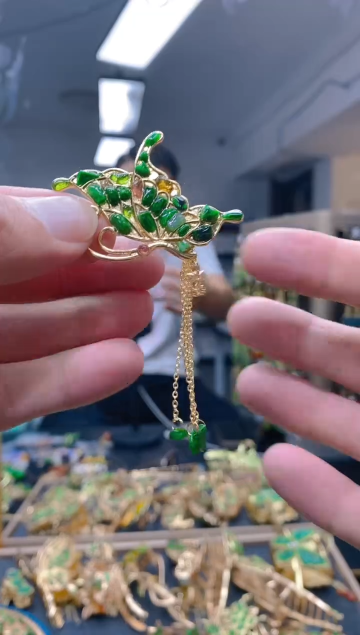 【闪购商品】翡翠耳饰合金0126翡翠胸针