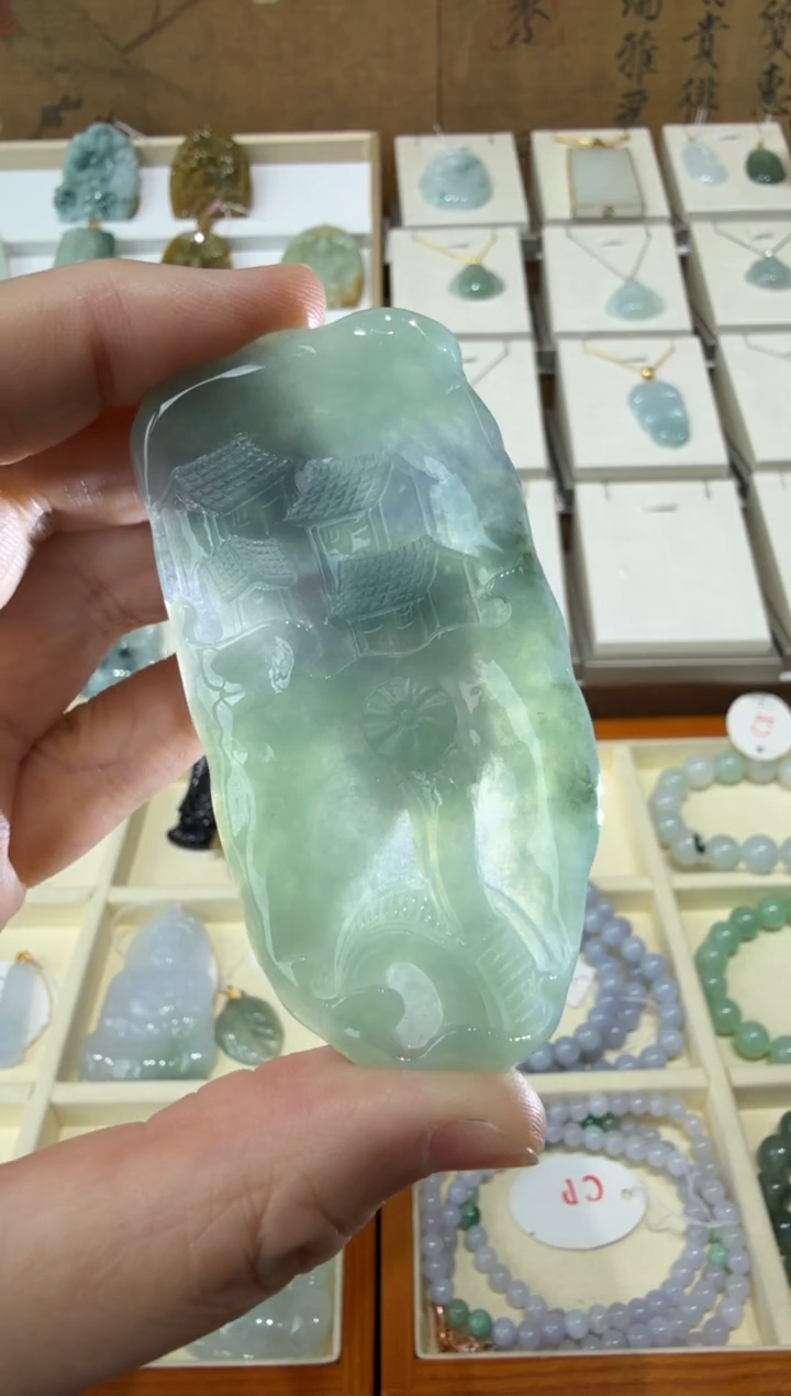 未镶嵌挂件翡翠A货翡翠多样性孤品国雕谢林工