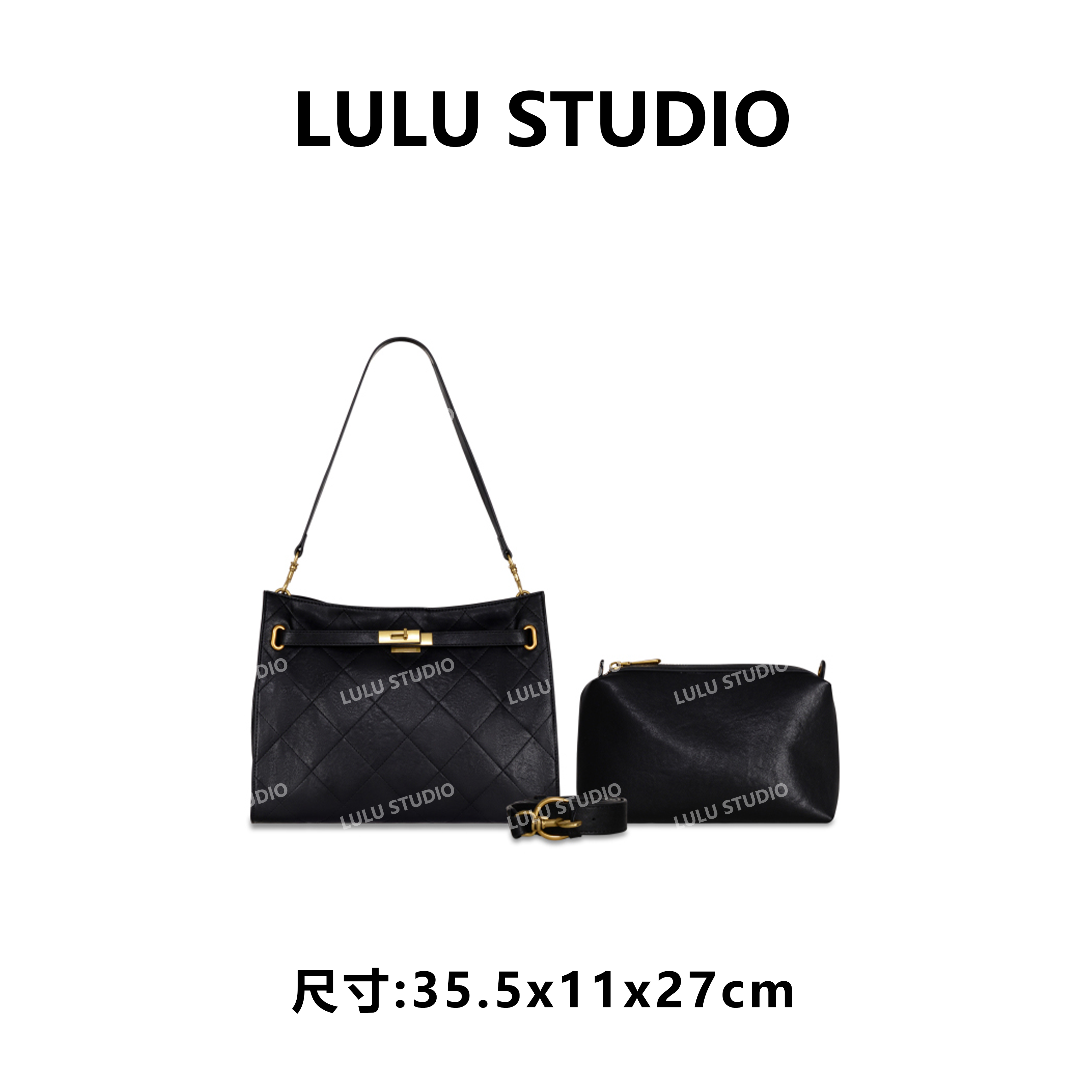 【LULU】GQ-90171-黑色RAIN.CUN休闲百搭腋下斜跨女包