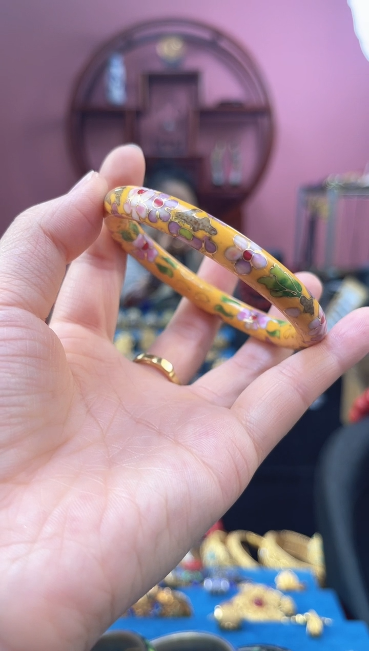 非遗 景泰蓝 公主镯 细 52 黄色