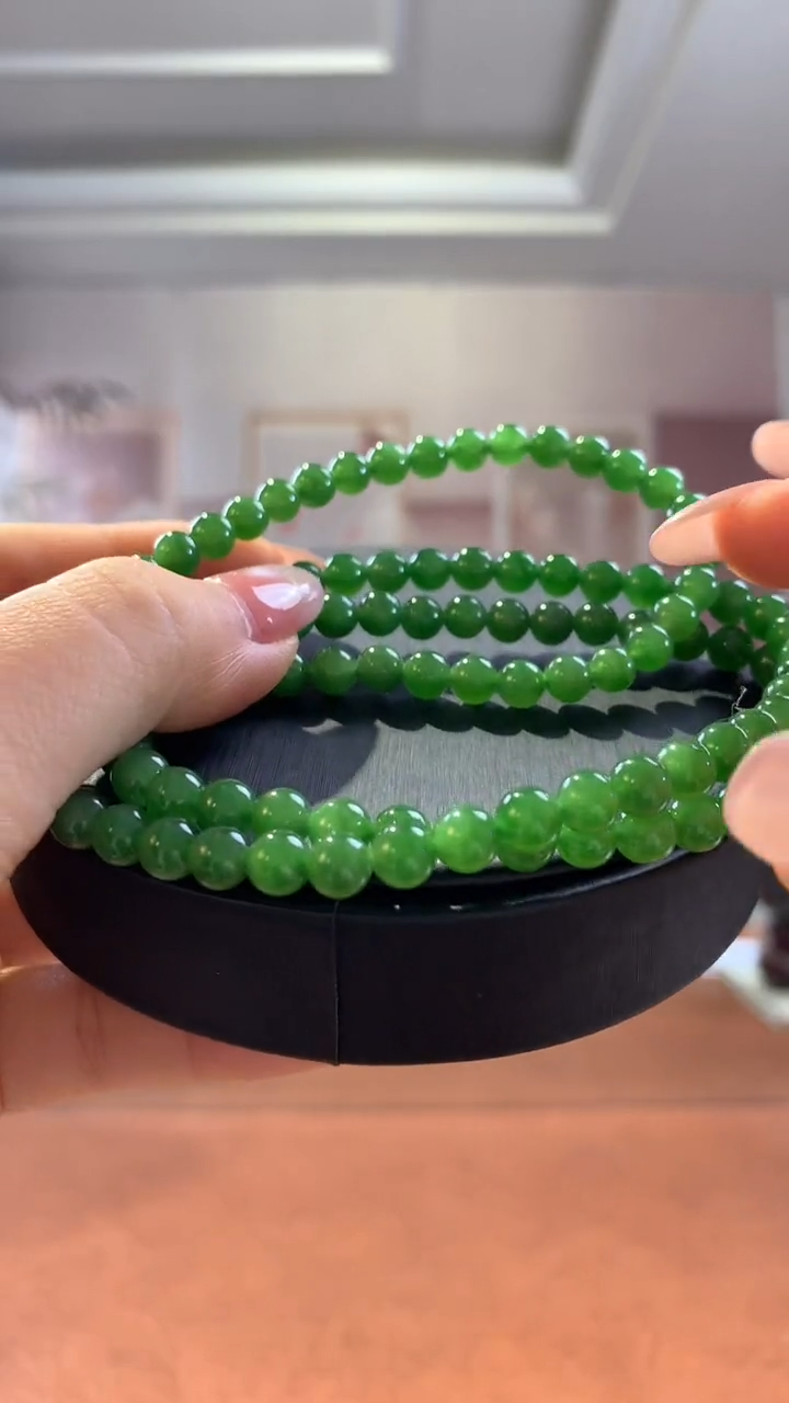 未镶嵌和田玉挂件碧玉辣阳绿108珠串