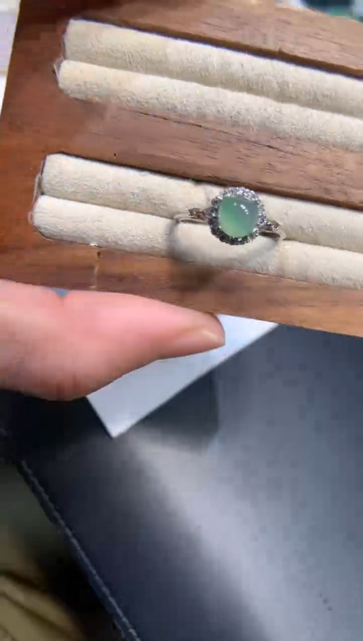 银S925镶嵌戒指翡翠戒指