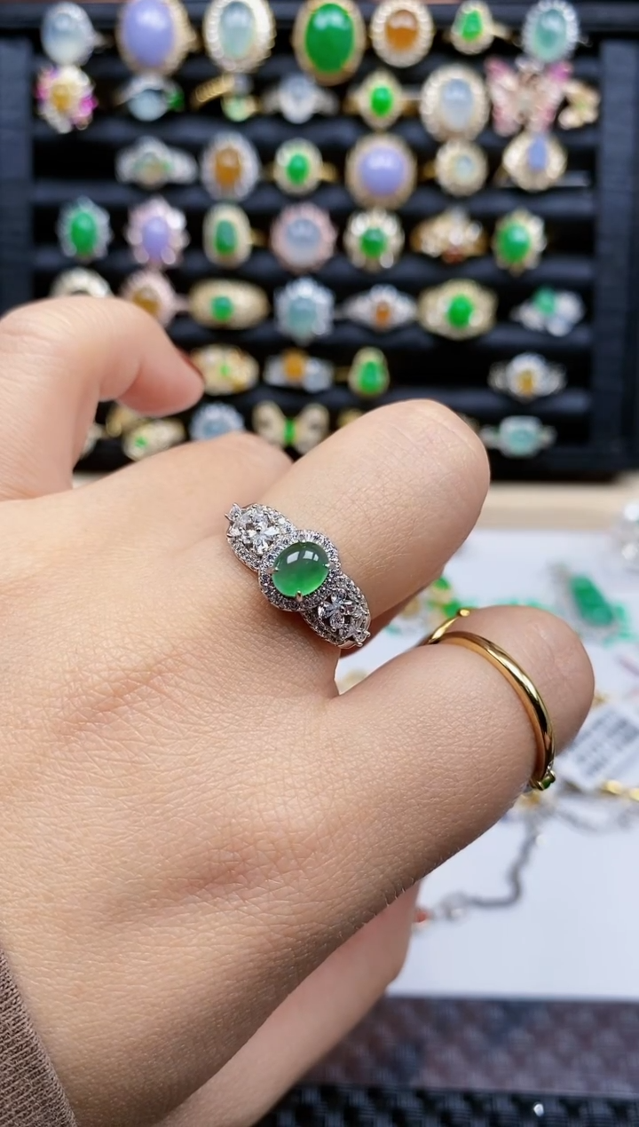 银S925镶嵌戒指翡翠358