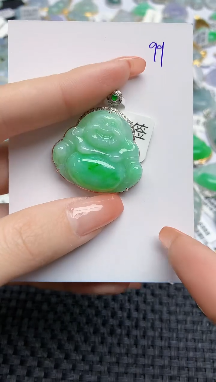 【闪购商品】翡翠颈饰18K金镶嵌天然翡翠A货