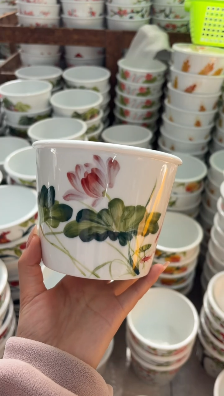 瓷片景德镇高温陶瓷食品级手绘釉中彩-泡面桶