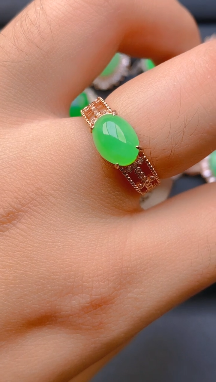 【闪购商品】翡翠戒指银S925镶嵌天然A货翡翠1