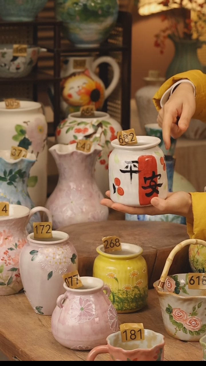 陶瓷景德镇设计师手作花器摆件侘寂风@M682@