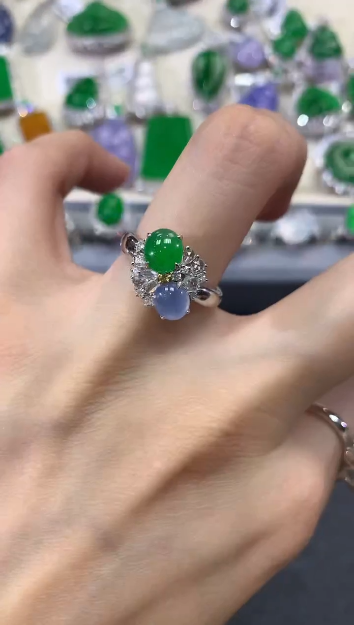 【闪购商品】翡翠戒指18K金镶嵌w180紫货有色差