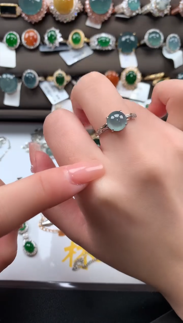 【闪购商品】翡翠戒指银S925镶嵌5214