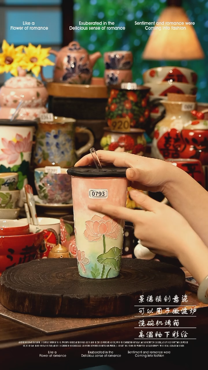 陶瓷景德镇高温釉下彩手工手绘款式@A0793@