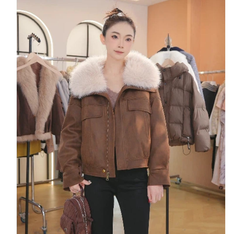 2025冬款复古港风美拉德派克服外套女韩系宽松百搭显瘦短上衣5106