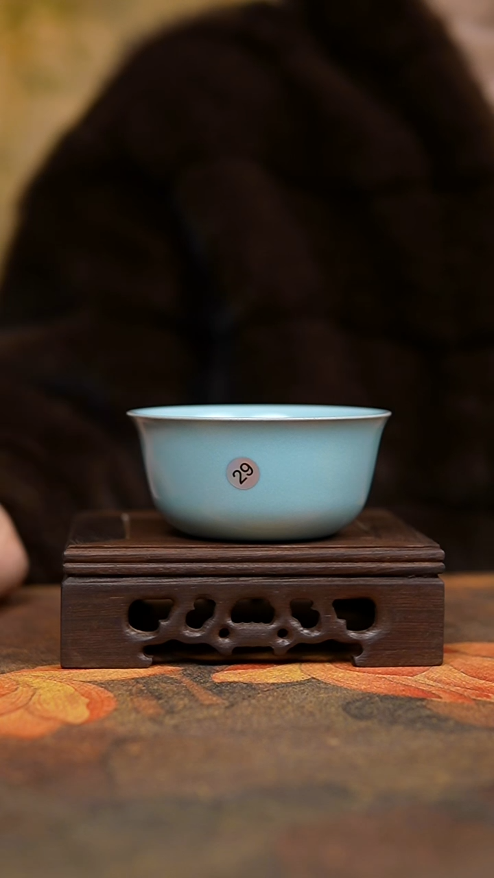 杯仿古天青纯手鸡缸杯微瑕29