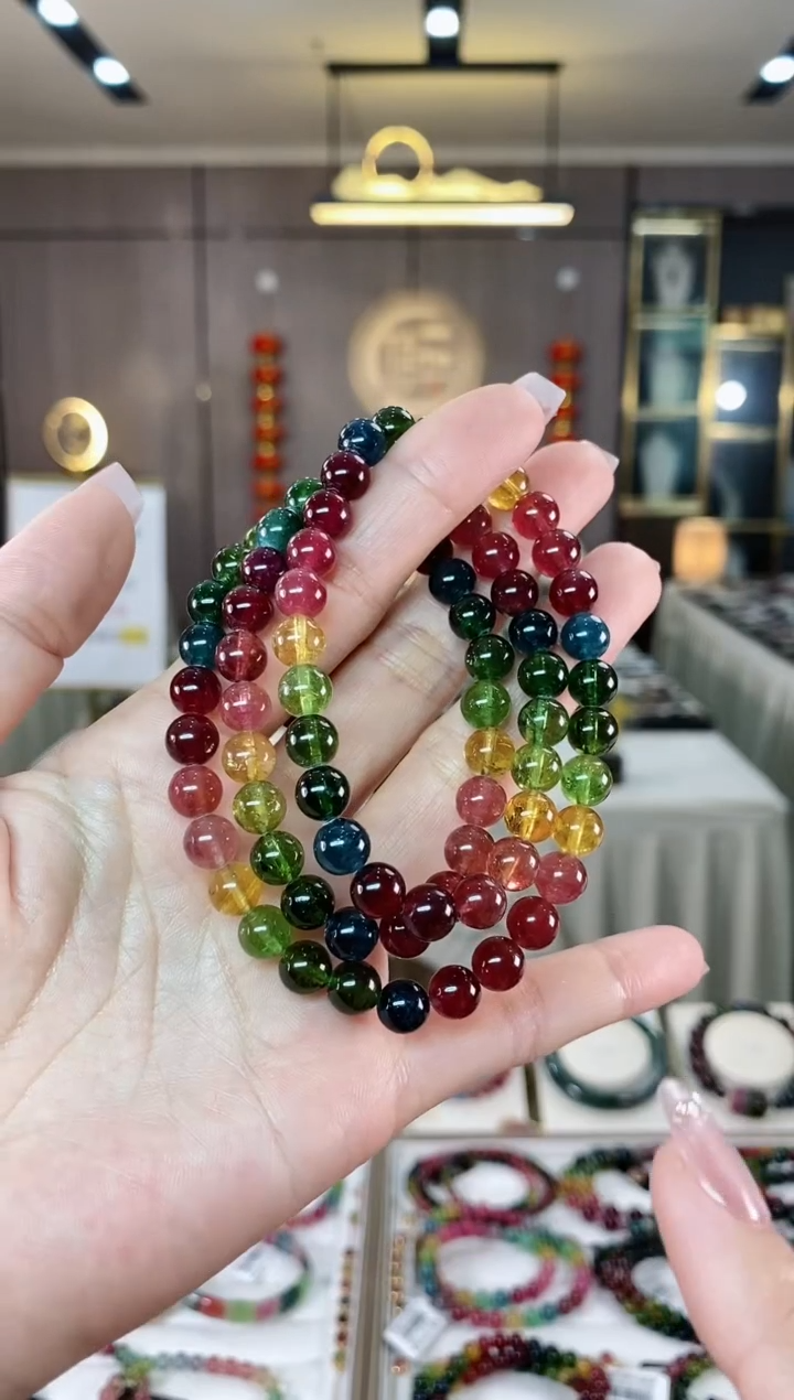 【闪购商品】碧玺三圈手串7mm+未镶嵌（多样性发一条）hon