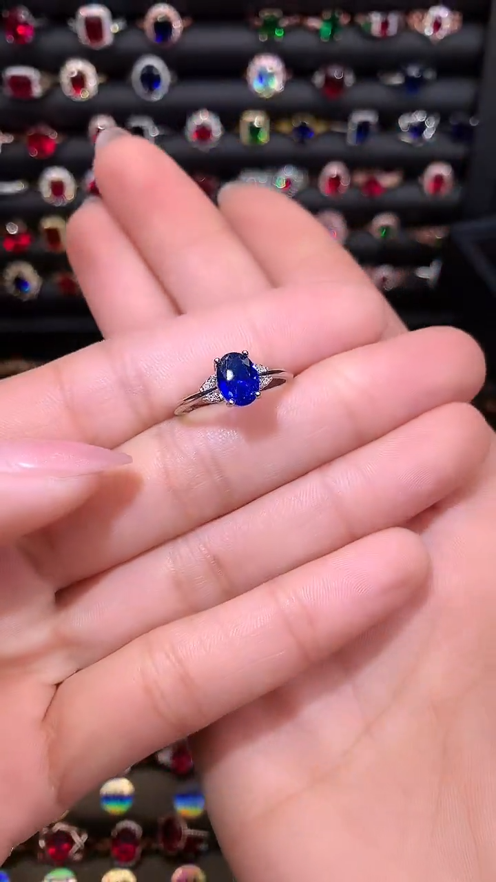 【闪购商品】蓝宝石戒指银S925镶嵌68
