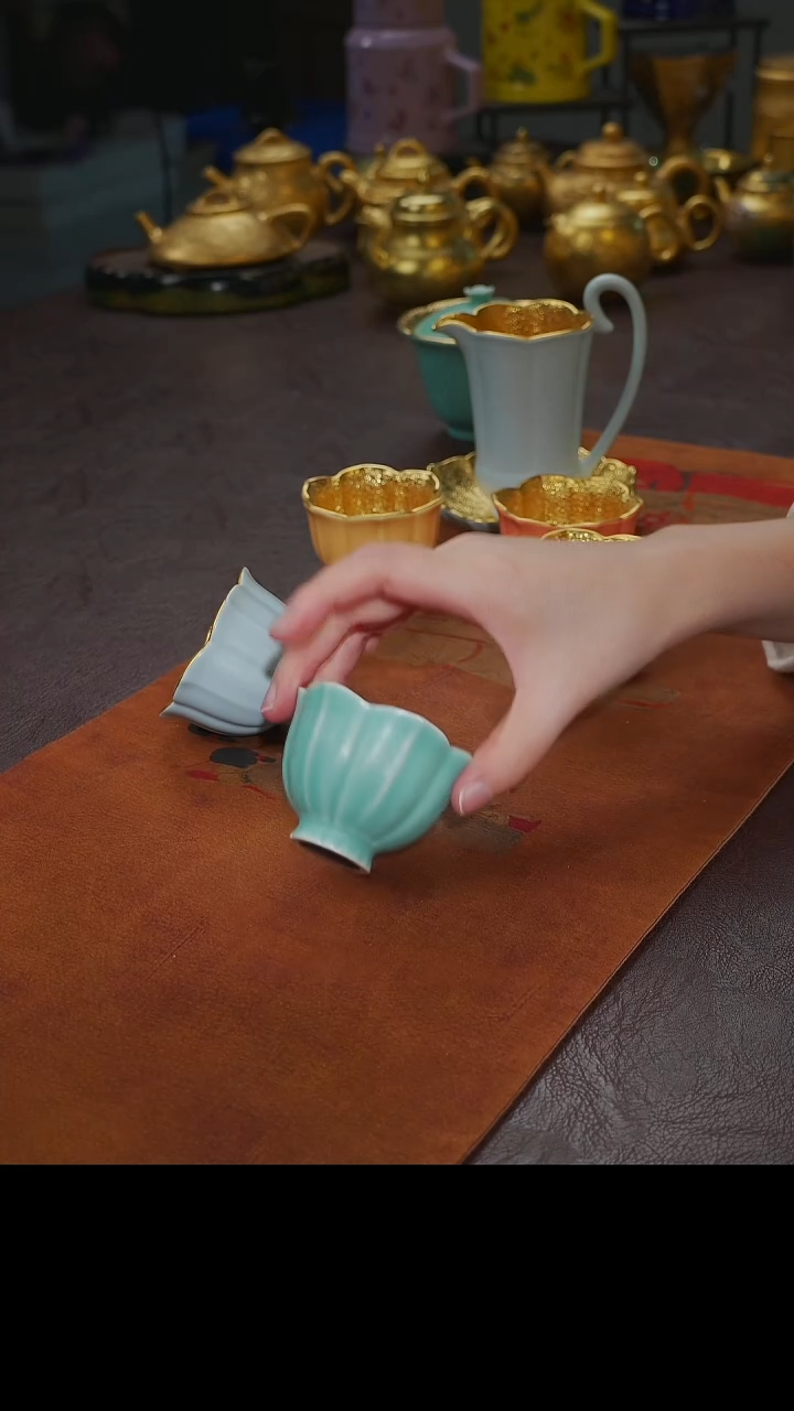 杯【宜景窑天水碧鎏金系列】洛神樱花