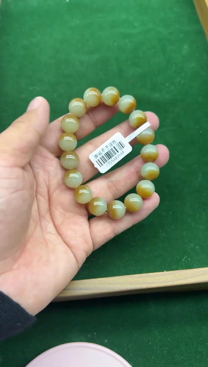 未镶嵌手串和田玉黑*若羌微色差卡12