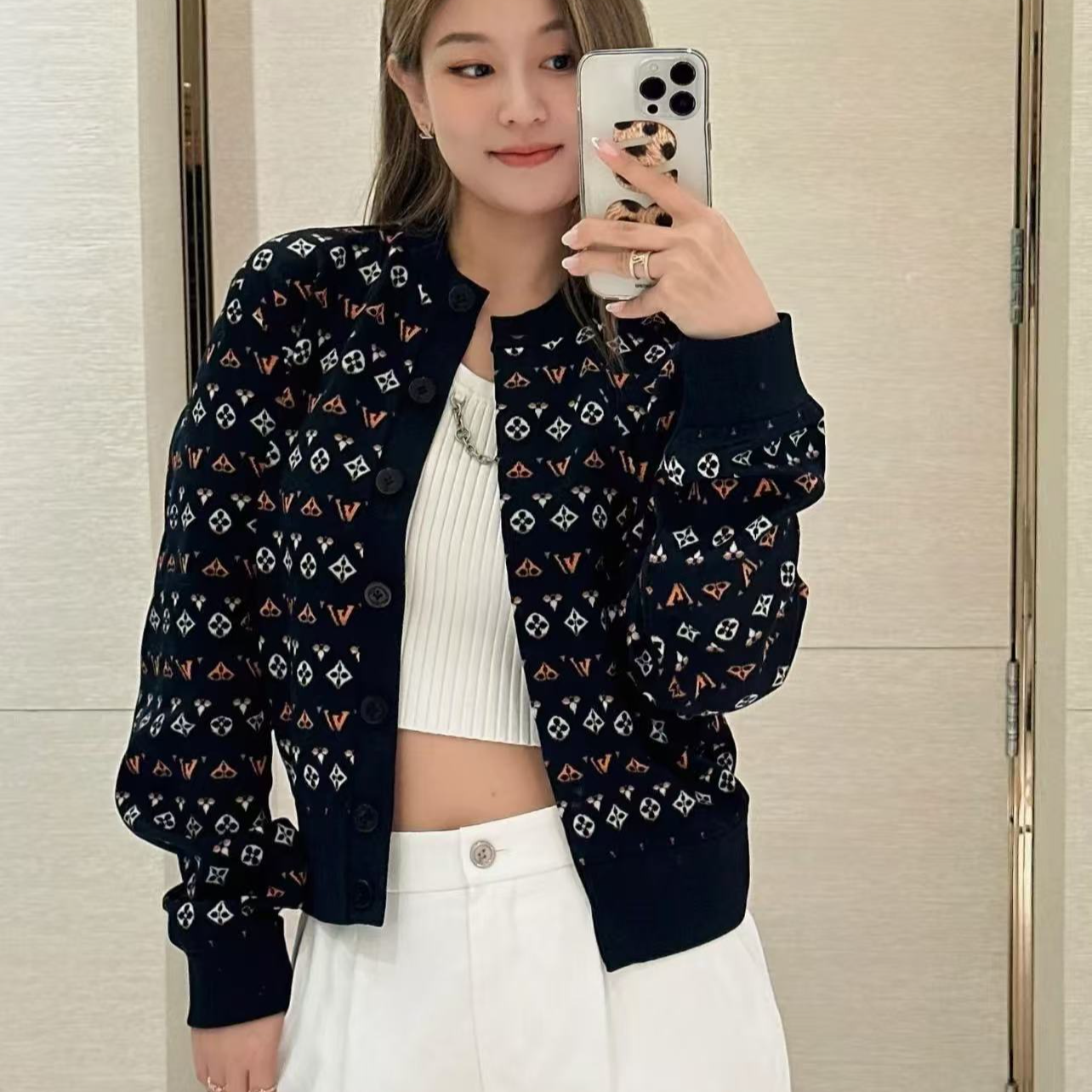 未使用 LouisVuitton/路易威登 老花压纹圆领长袖针织衫