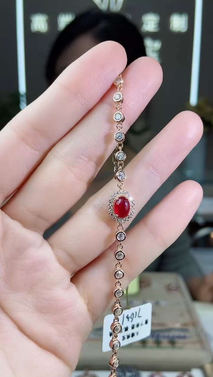 【闪购商品】红宝石手链银S925镶嵌手链
