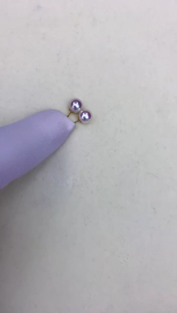 18K金镶嵌DA海水珍珠 6-7 耳钉 GD003
