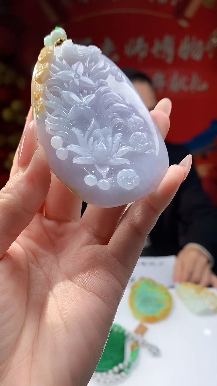 【闪购商品】定制翡翠未镶嵌8050jj-毛货挂件配珠链83