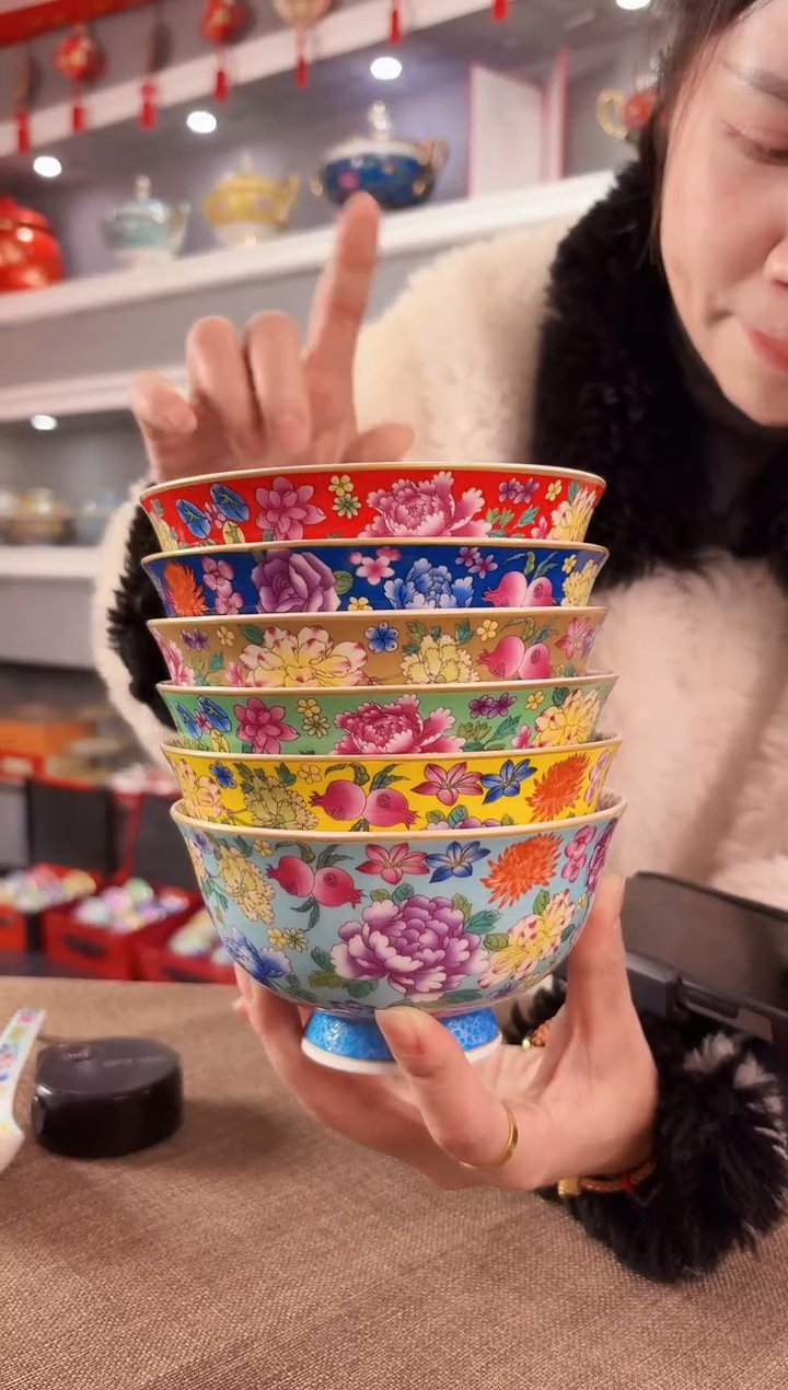 珐琅5英寸饭碗10个景德镇餐具
