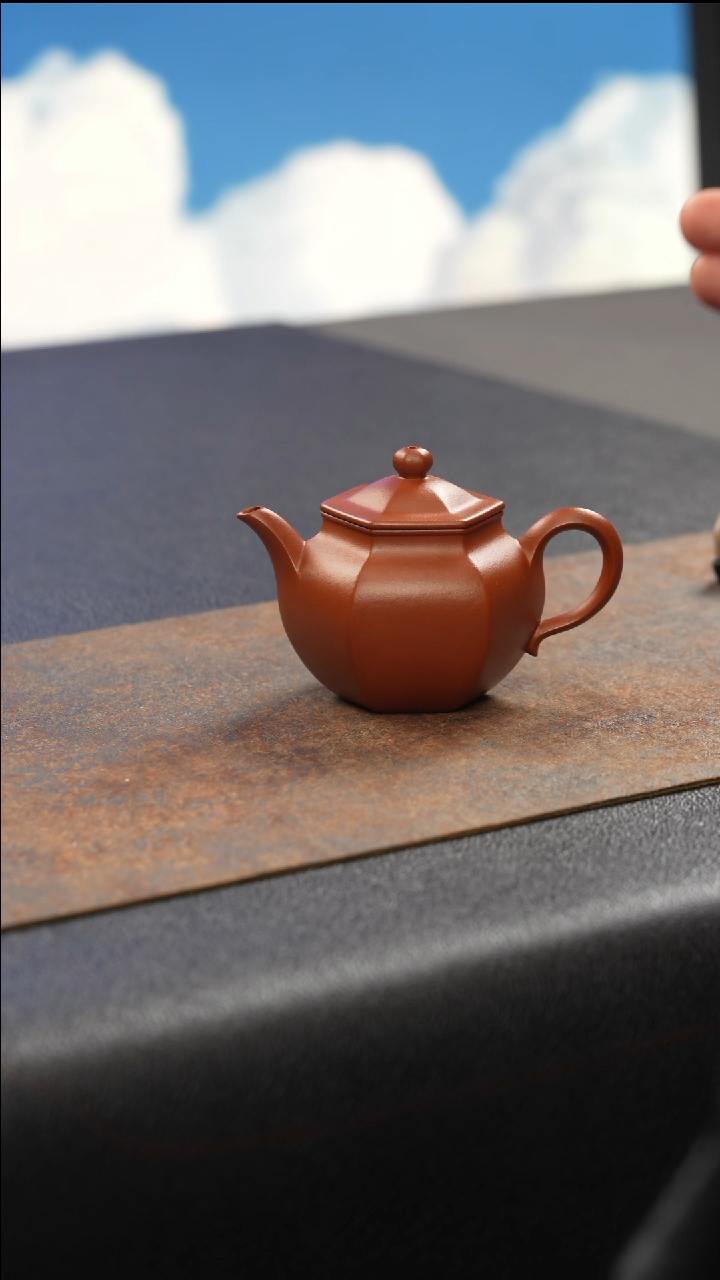 茶壶紫砂玲珑 朱泥
