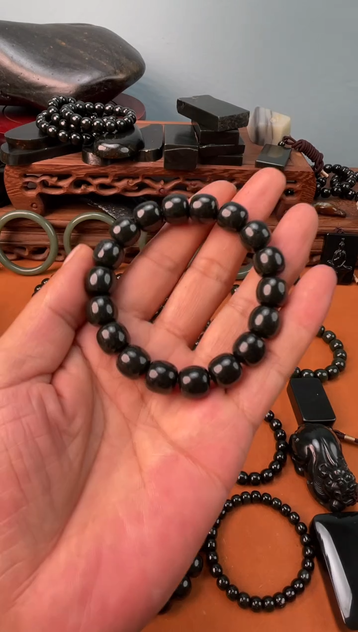 手链未镶嵌和田玉塔青籽卡12