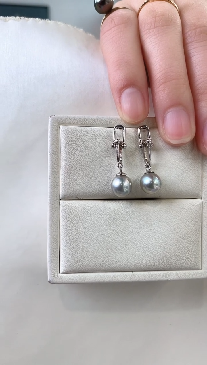 【闪购商品】海水珍珠耳饰银S925镶嵌7-8真多麻耳饰