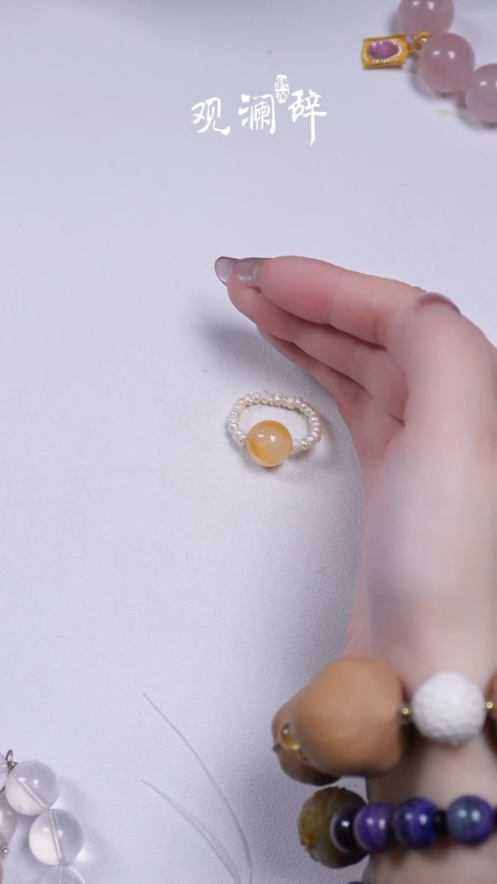 【闪购商品】水晶金胶花淡水珍珠未镶嵌戒指