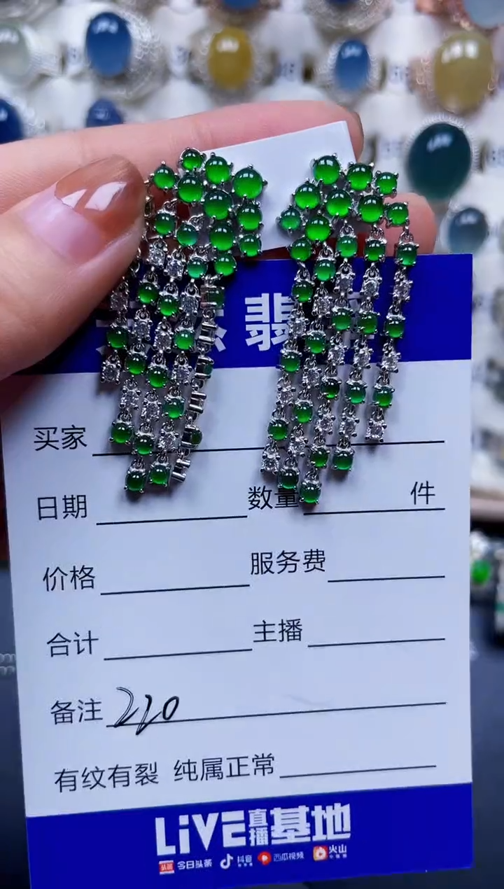 银S925镶嵌翡翠耳饰220