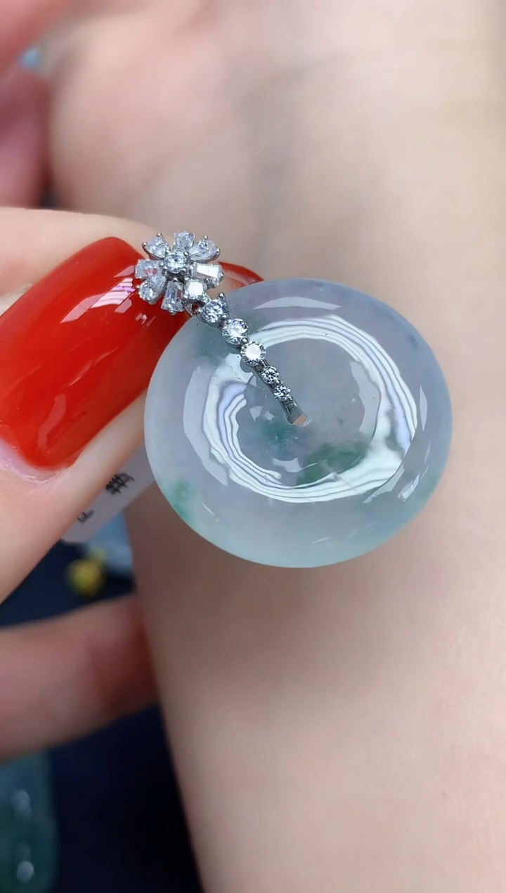 颈饰18K金镶嵌翡翠天然缅甸翡翠A货翡翠百元以上9元证书费自理