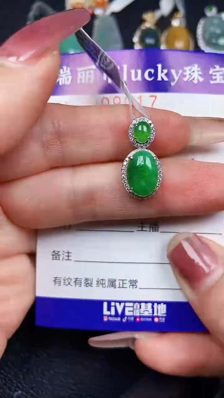 颈饰银S925镶嵌翡翠9017