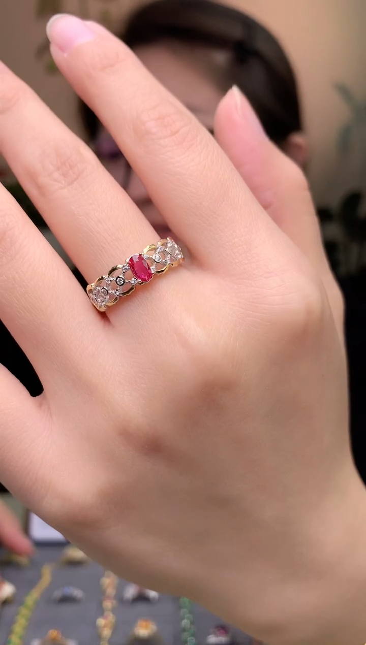 【闪购商品】红宝石戒指银S925镶嵌戒指