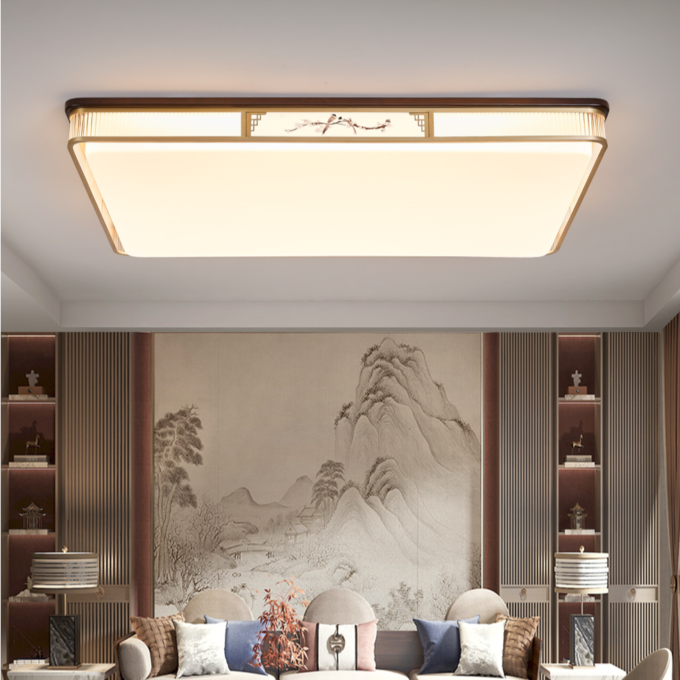 客厅新中式220v卧室餐厅吸顶灯大气长方形北欧灯饰