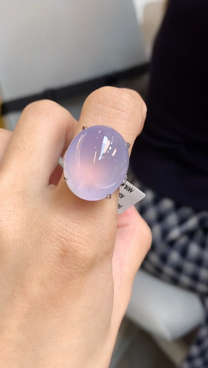 18K金镶嵌戒指翡翠库*南D29 紫货有一定色差