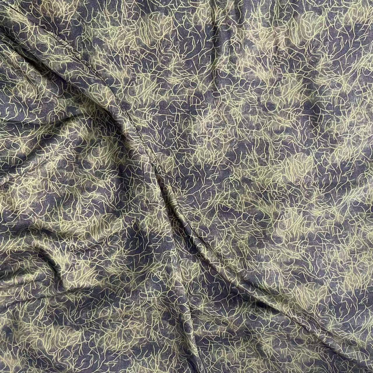 【绒兰】不透底有糯感！染底贡缎香云纱工艺布料 41号艺术线条