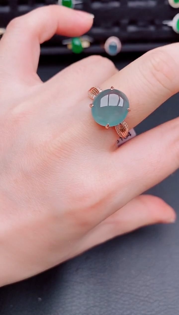 【闪购商品】翡翠戒指银S925镶嵌天然a货翡翠236