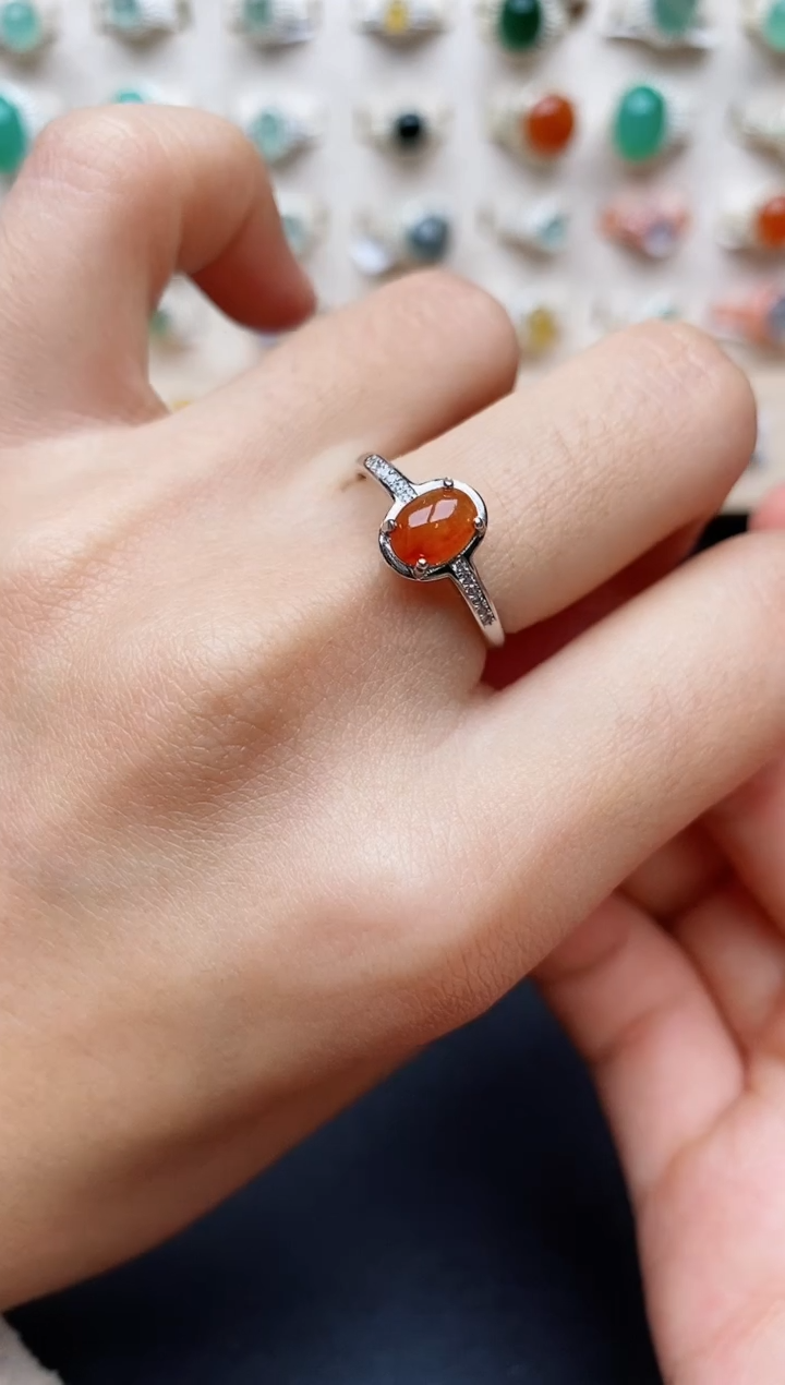 【闪购商品】翡翠戒指银S925镶嵌缅甸翡翠