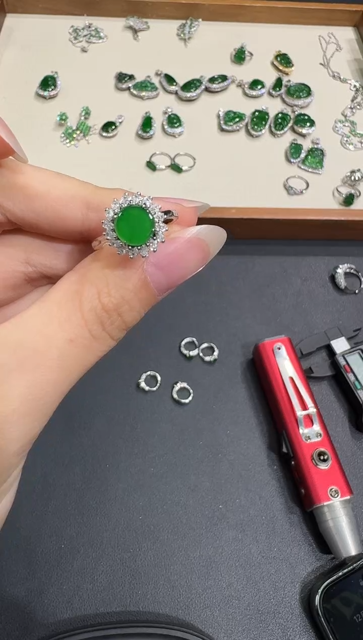 银S925镶嵌戒指翡翠X1211-886-347