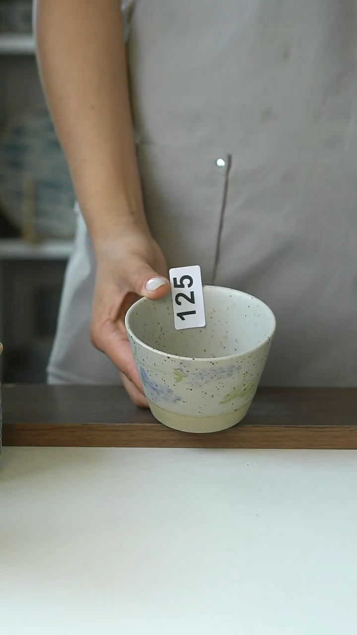 125微瑕手作釉下彩220ml猪口杯@4-2@